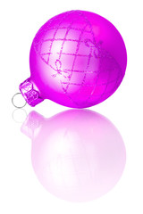 Fototapeta na wymiar pink christmas ball isolated on white background