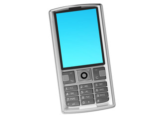 silver cell phone isolaned on white