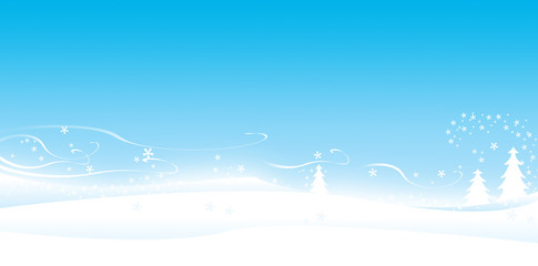 Drifting winter snow- wide- blue skies