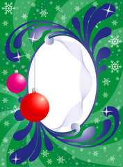 Christmas background with frame and balls