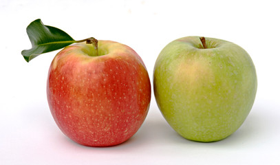 Red and green apples isolated on white background