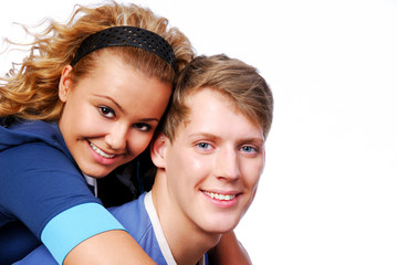 Portrait of cute couple looking at camera