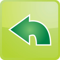 Return navigation icon glossy button, square shape