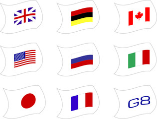 G8 nations flag illustrations
