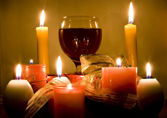 Christmas gifts and red wine