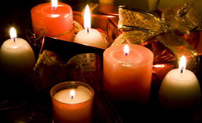 Christmas gifts and candles
