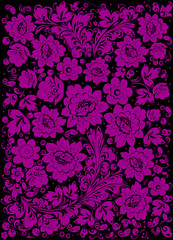 floral pink design on black