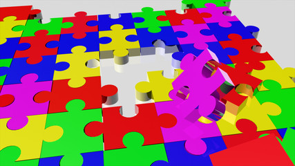 Colorful jigsaw without some pieces