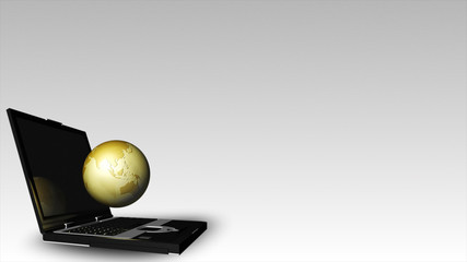 3d rendered Globe coming out of laptop 2