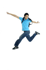 Fototapeta na wymiar Attractive Young man flying in the air