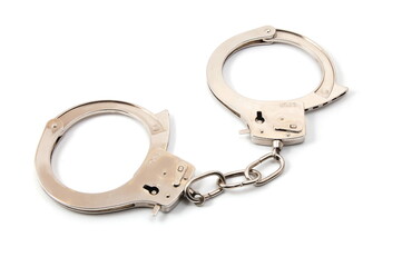 police handcuffs isolated on a white background