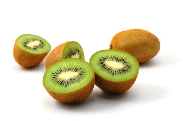 healthy green kiwi fruit isolated on white background