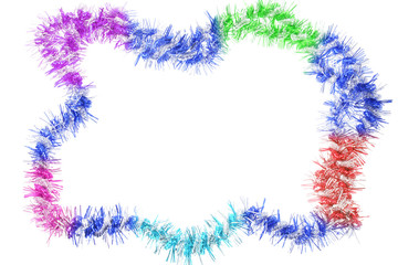 Colourful Christmas Tinsel with Copy Space