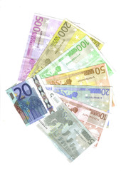Obraz na płótnie Canvas back of the euro banknotes