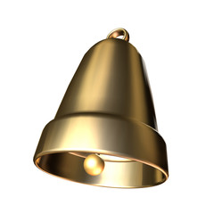 3D golden bell  on white background