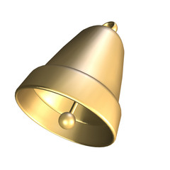 3D golden bell  on white background