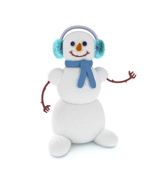 3d cute snowman that point at something of your choice