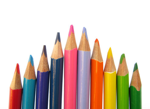 Coloured pencils for art drawing  isolated on white
