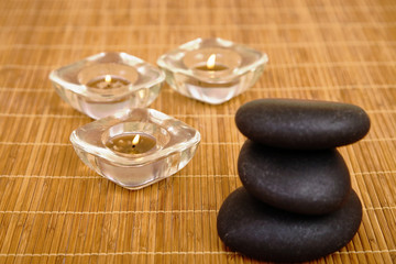 Fototapeta na wymiar spa concept with hot massage stones
