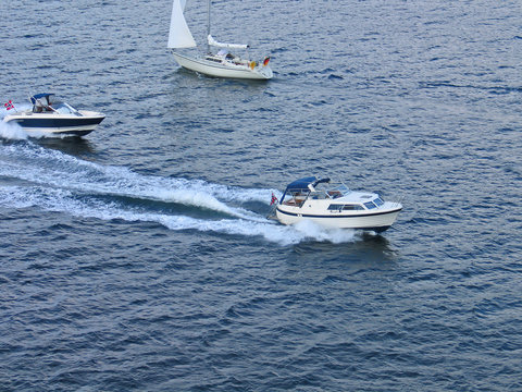 Speedboats at sea - leisure time activity