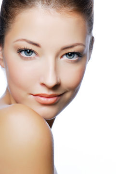 Fototapeta Close-up portrait of sexy caucasian young woman