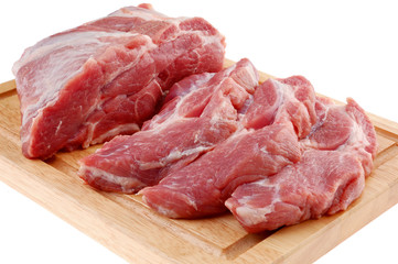 Fresh raw pork isolated on white background