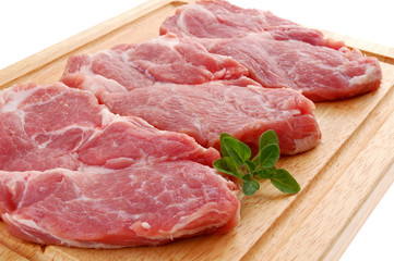 Fresh raw pork isolated on white background