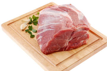 Fresh raw pork isolated on white background