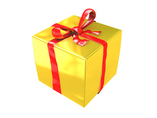 3d illustration of golden present box isolated
