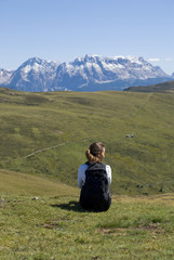 Naklejka na ściany i meble Wandern Panorama Dolomiten