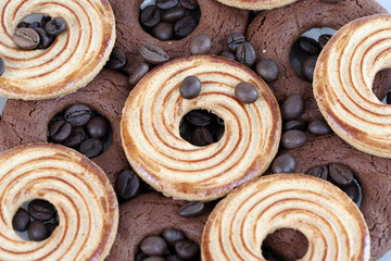 Sweet cookies with coffee grains.