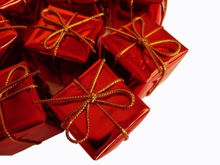Red gifts white background