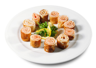 Pancakes with Salmon with Parsley and Lemon