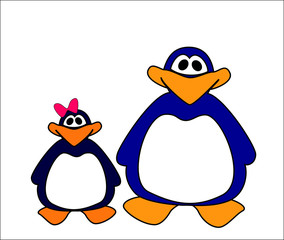 Pair of penguins friends on a white background