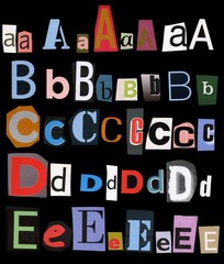 Alphabet Letters Part 1 of 5 on Black
