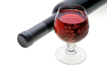 Glass and bottle of red wine