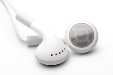 White headphones on a white background