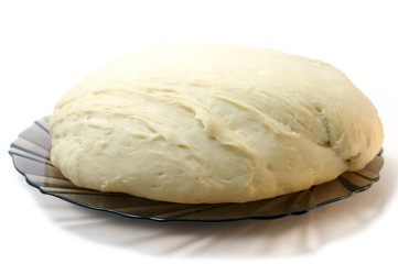 Yeast dough from wheat flour  on plate.