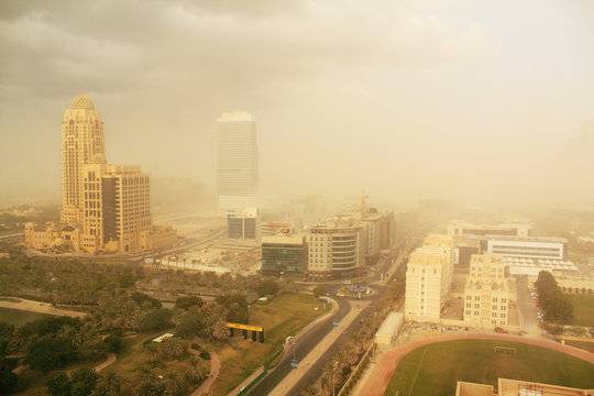 dust storm in dubai, united arab emirates