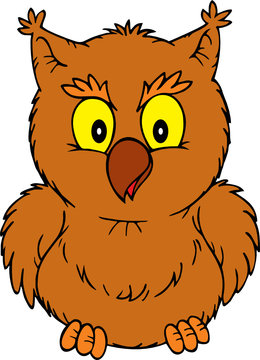 brown owl with yellow eyes clip art preview
