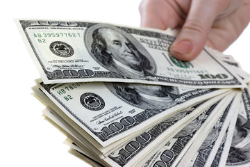 Dollars notes are in womanish hands