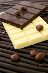 Raisin, white and milk chocolate