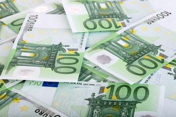 Obraz na płótnie Canvas Background of one hundred euro.