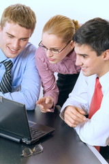 Fototapeta premium Happy successful business team working at office