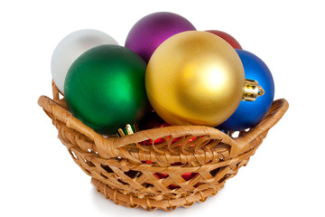christmas balls in basket