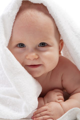 Baby covered with towel