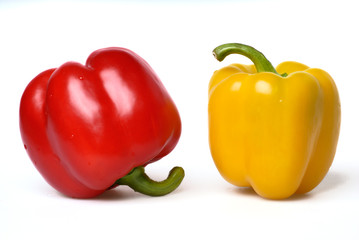 Two sweet peppers isolated on white