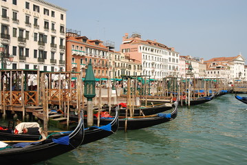 Venice harbour with gondolas