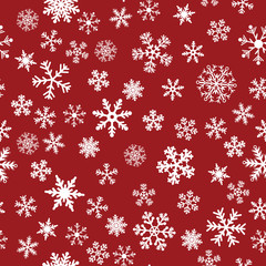 Naklejka na ściany i meble Snow Seamless Red Vector Background