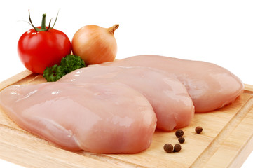 Raw chicken breasts isolated on white